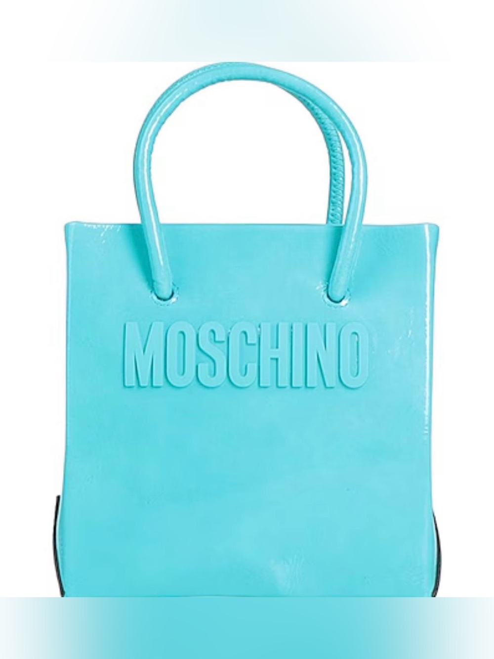 Moschino Turquoise Embossed Logo Tote